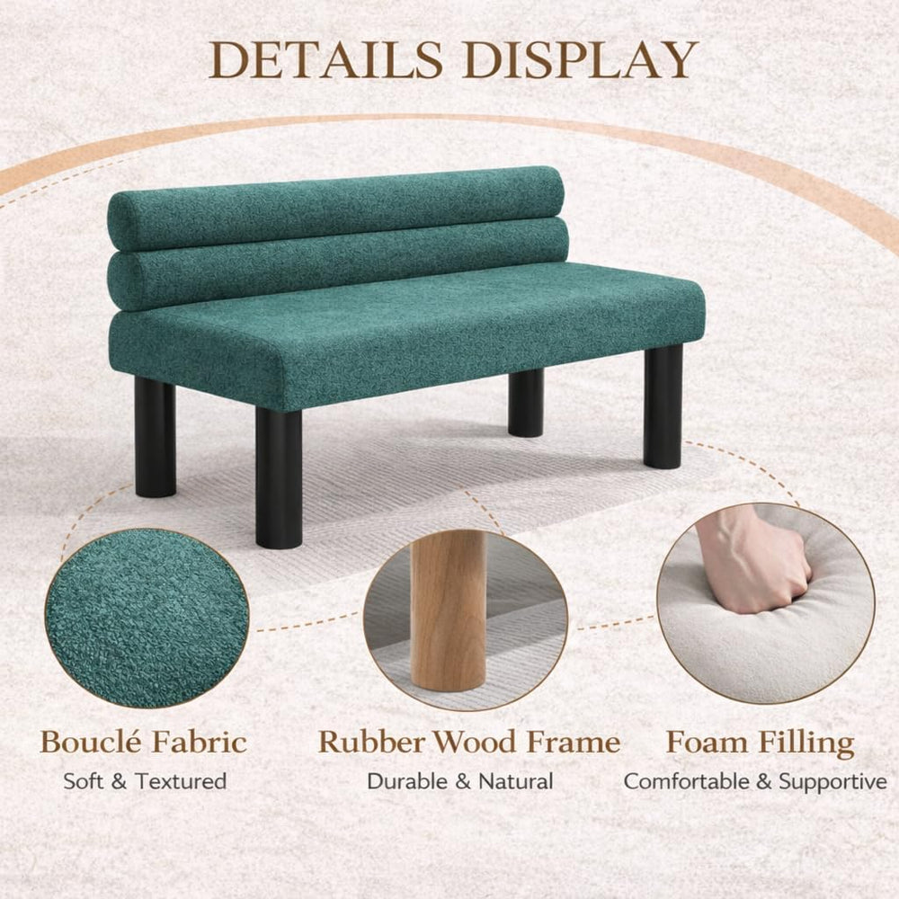 51'' Small Dining Bench with Back, Upholstered Armless Kitchen Banque...