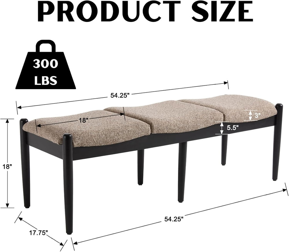 RIVOVA 54.25" Modern Ottoman Bench Upholstered Linen Bedroom End of Bed ...