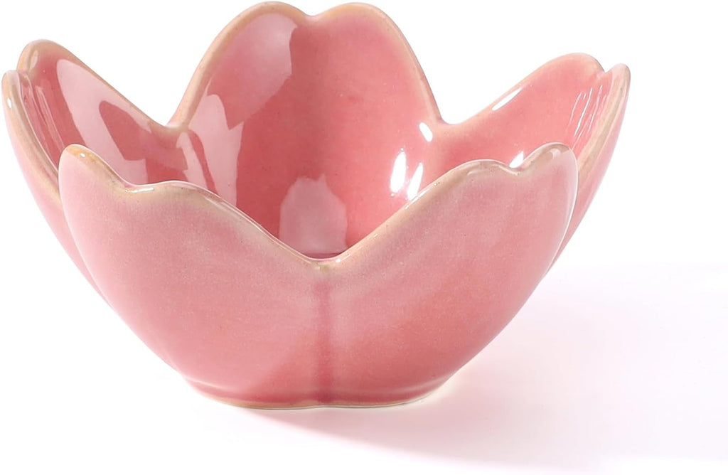 Pink Flower Ring Dish Holder,Jewelry Dish Tray,Small Trinket Tray,Jewelry Plate Bowl,Key Bowl,Decorative Plate,Mothers Day Birthday Gifts for Women Friends,Ceramic Kiln effect White