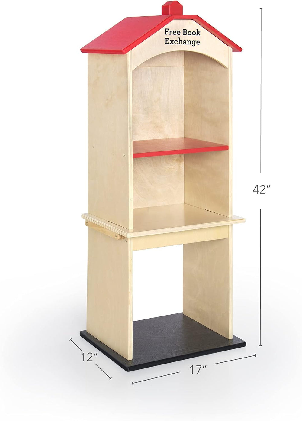 Guidecraft Free Library Exchange Book Stand: 3-Shelf Wooden Storage Bookcase,...