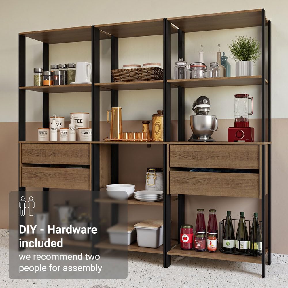 Madesa Kitchen Pantry Storage Rack with 4 Drawers and Open Shelves 78" L...