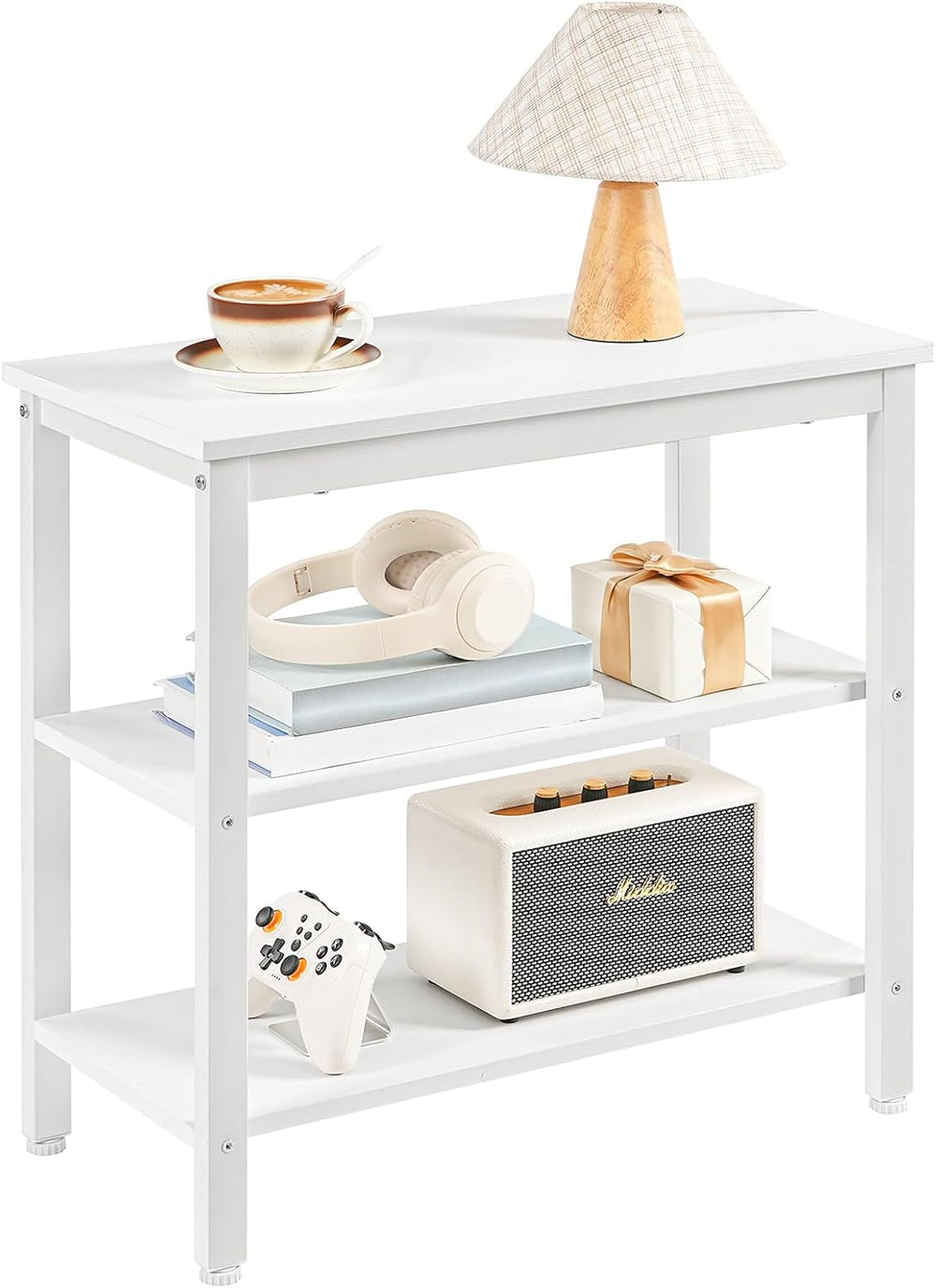 HOOBRO End Table, Simple Rustic Side Table with 3-Tier Storage Shelf, Narrow ...