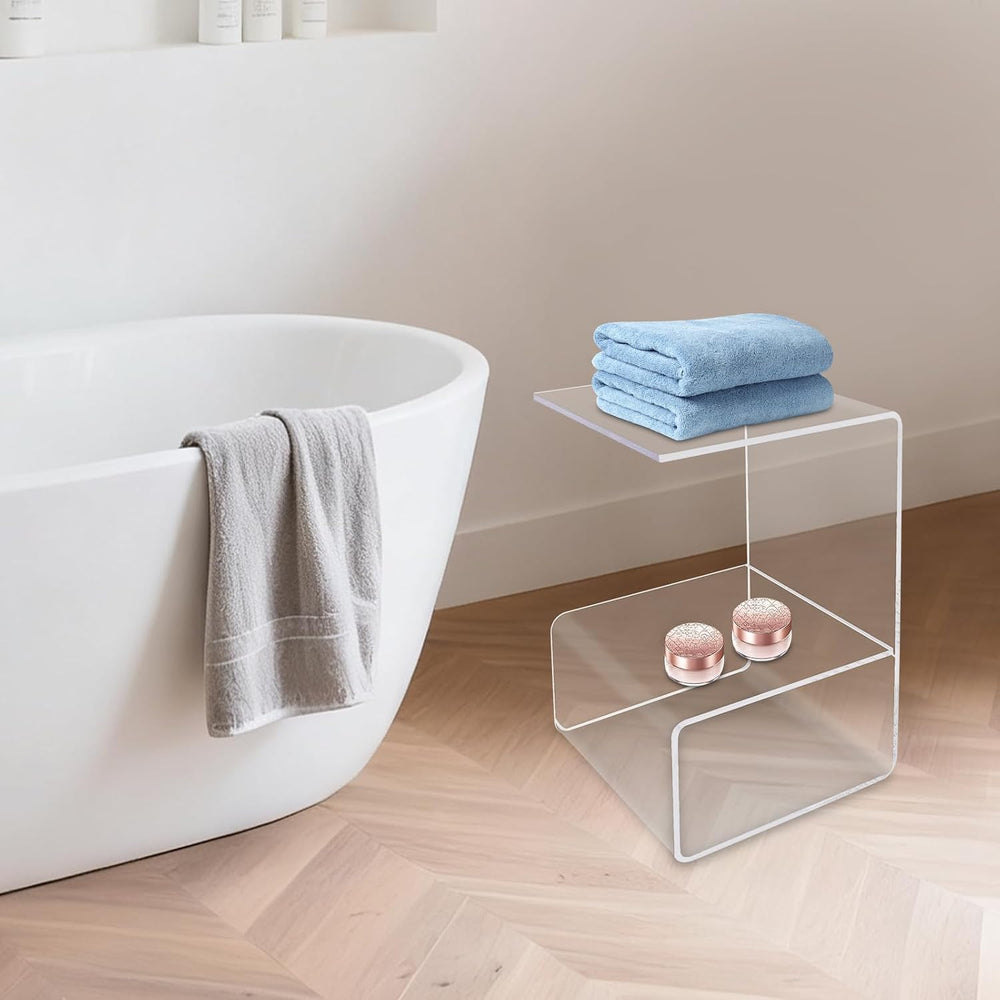Modern Acrylic Side Table, 3-Tier End Table for Small Spaces, Clear Bedside T...