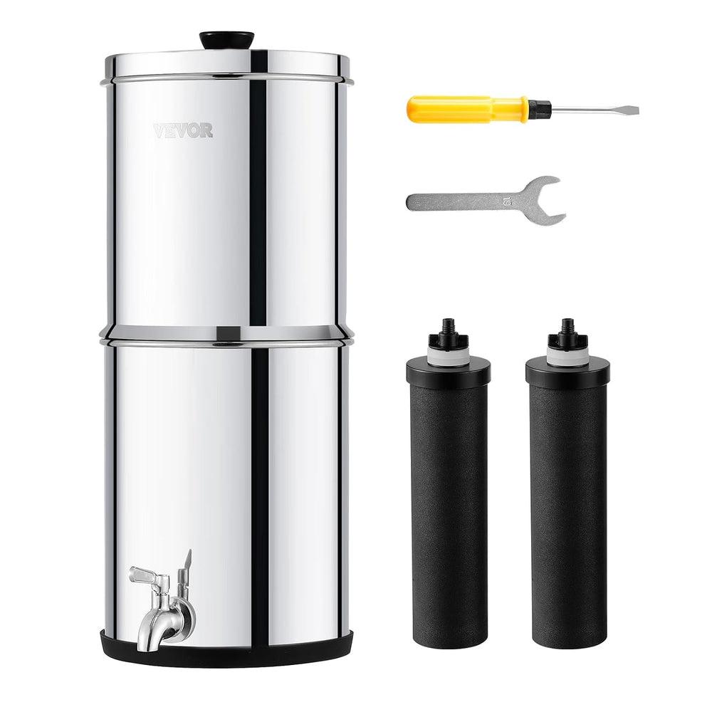 VEVOR Gravity-fed Water Filter System, 1.5G 304 Stainless-Steel Countertop Sy...