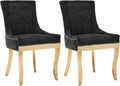 Upholstered Dining Chairs Set of 2, Modern Fabric Side Chairs with Gold Stainless Steel Legs, Accent Kitchen Chairs for Dining Room Table, Black