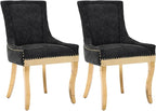 Upholstered Dining Chairs Set of 2, Modern Fabric Side Chairs with Gold Stainless Steel Legs, Accent Kitchen Chairs for Dining Room Table, Black