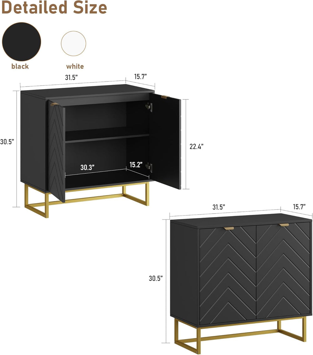 Garvee 31.5 in Modern Sideboard Buffet Cabinet with Storage, Wood Accent Stor...