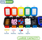 EZY DOSE Weekly (7-Day) Daily Pill Planner, Medicine Case, Vitamin Organizer Container, Waterproof Locking Compartments to Secure Prescription Medication and Prevent Accidental Spilling, Rainbow