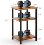 OLIXIS 3-Tier Small Side Table for Small Spaces, Bedroom Nightstand | 23'' Tall Bedside Table with Open Shelf and Adjustable Feet for Living Room, Bedroom, Office, Dorm, Walnut Brown