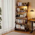 5-Tier Solid Wood Ladder Bookshelf with Modern L-Shaped Legs, Multifunctional Leaning Storage Shelf for Living Room, Bedroom & Home Office Organization