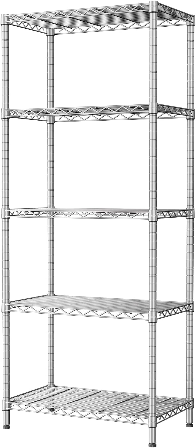 SINGAYE 5 Tier Storage Garage Shelving Units Heavy Duty Wire Shelves Pantry Metal for Pantry Closet Kitchen Laundry Bathroom Organizers Shelf Home Shorage Gray