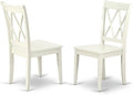 East West Furniture CLC-LWH-W Clarksville Dining Room Chairs - Double Cross Back Wood Seat Chairs, Set of 2, Linen White