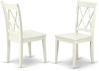 East West Furniture CLC-LWH-W Clarksville Dining Room Chairs - Double Cross Back Wood Seat Chairs, Set of 2, Linen White