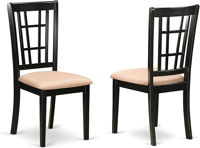 East West Furniture PLNI9-BCH-C 9 Piece Modern Dining Table Set Includes an Oval Wooden Table with Butterfly Leaf and 8 Linen Fabric Kitchen Dining Chairs, 42x78 Inch, Black & Cherry
