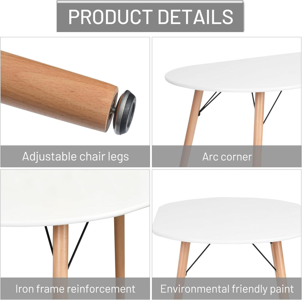FurnitureR Dining Table Oval 47.2 Inch for 4-6 Person, Stylish Leisure Table ...