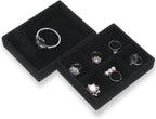 2 PCS Black Velvet Stackable Ring Organizer Tray, Earrings Display Tray Storage, Small Jewelry Trays, Display Storage Holder for Ring Earrings Jewelry (2 Styles)