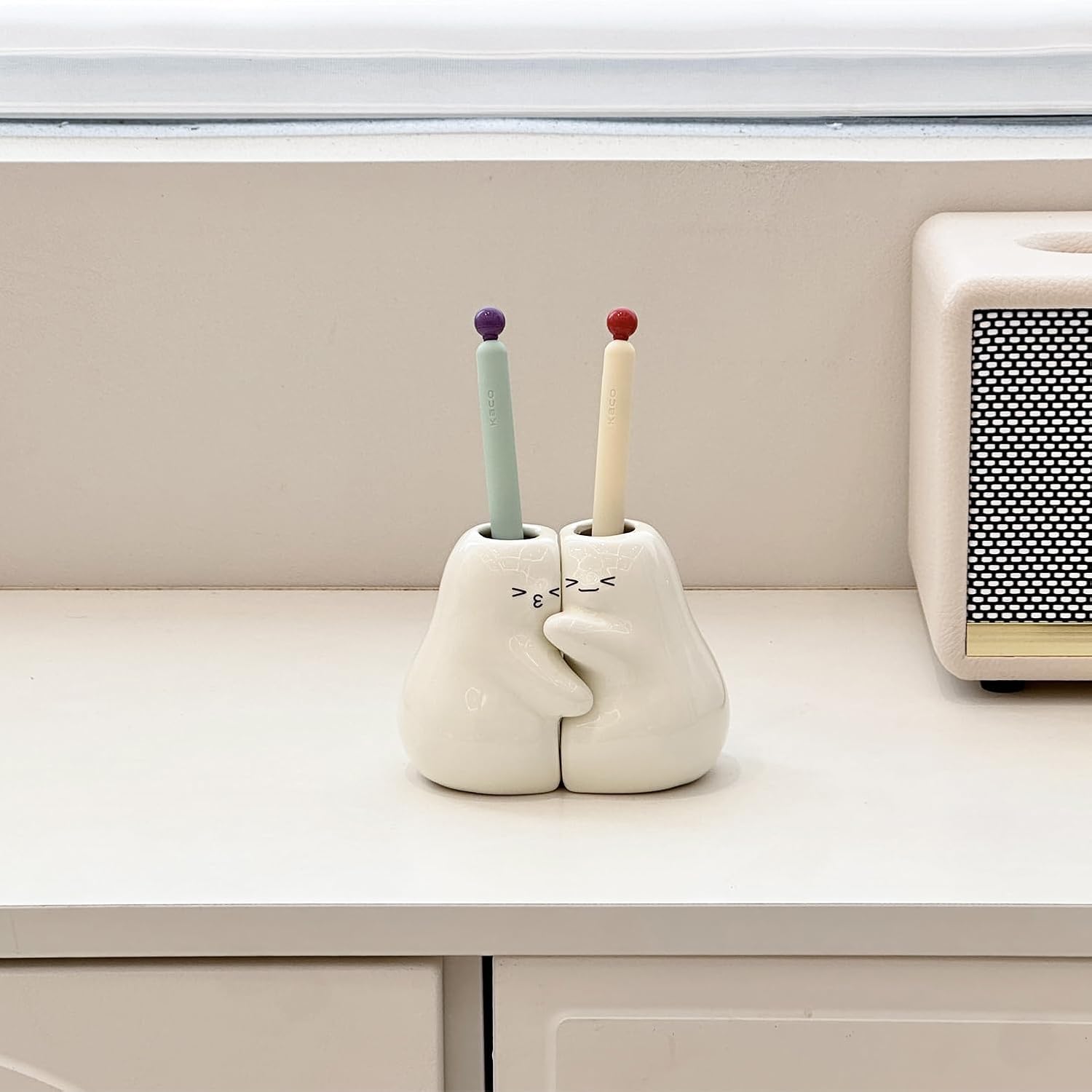 Ceramic Toothbrush Holder for Bathroom, Cute Tooth Brush Holders for Bathroom Countertop Home Office Table Decor