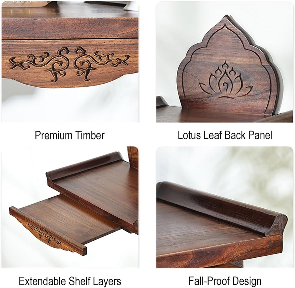 Wall Mounted Shrine Buddhist Altar, Personal Shrine Stand with Retractable Pu...