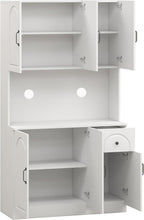 71" Pantry Cabinet,Freestanding Tall Cupboard Storage Cabinet with a Drawer,Tall Kitchen Pantry Storage Cabinet with Microwave Stand for Living Room, Dining Room,White