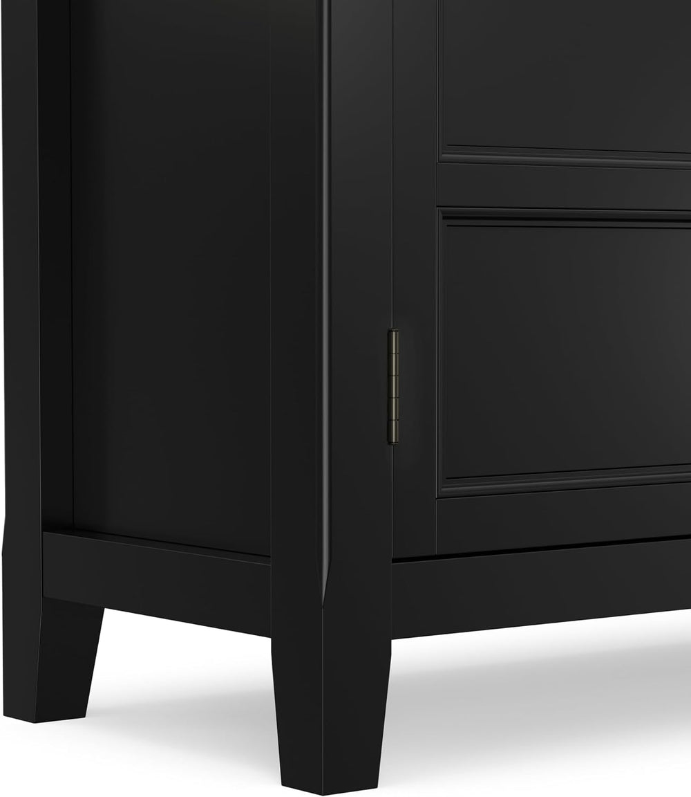SIMPLIHOME Burlington 30" Wide Solid Wood Cabinet in Black