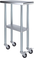AmGood 12" Long x 24" Deep Stainless Steel Table with Casters