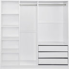 Merax Doorless Wooden Storage Wardrobe with Shelves and 3 Drawers, Functional Clothes Cabinet for Bedroom, Apartment