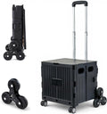 Utility Cart Foldable Shopping Cart Book Storage Cart, with Stair Climbing Wheels and Telescopic Handle, Ideal for Outdoor Home Use and Teacher/Student Book Storage.(Black, Small)