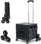 Utility Cart Foldable Shopping Cart Book Storage Cart, with Stair Climbing Wheels and Telescopic Handle, Ideal for Outdoor Home Use and Teacher/Student Book Storage.(Black, Small)