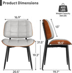 Dining Chairs Set of 8, Mid Century Modern Dining Room Chair, Upholstered Faux Leather Kitchen Chairs with Thick Cushion and Walnut Bentwood Back for Kitchen Dining Room, Grey