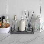 FREELOVE Concrete Decorative Trays for Perfume Cosmetic Bottles Jewelry Jar Candle, Cement Serving Tray for Bathroom Vanity Counter Coffee Table Toilet Tank (Dark-Grey, Rectangle 5.3''X11'')