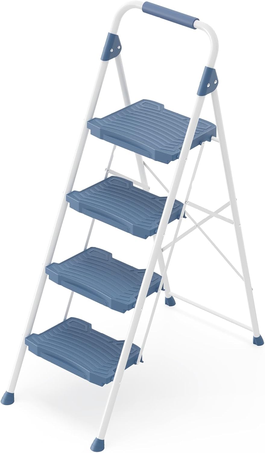 KINGRACK 4 Step Ladder, Sturdy Step Stool with Handrail, Anti-Slip Wide Pedal...