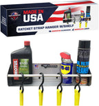 Pit Posse 465 Tie Down Hanger Holder Aluminum Wall Mount Rack Shelf for Race Trailer Garage Shop Storage Organizer- Made in USA-Holds Tie Downs, Ratchet Straps, Bungee Cords, Aerosol Cans, Oils