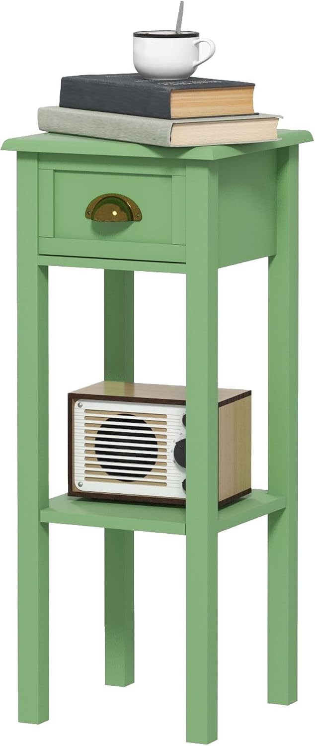 Green MDF Side Table with Storage