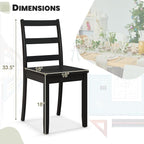 NAFORT Black Dining Chairs Set of 4 Wood, Armless Kitchen Chairs with Solid Rubber Wood Legs, Non-Slip Foot Pads, Max Load 400 Lbs, Farmhouse Seat High Ladder Back Dining Room Chairs