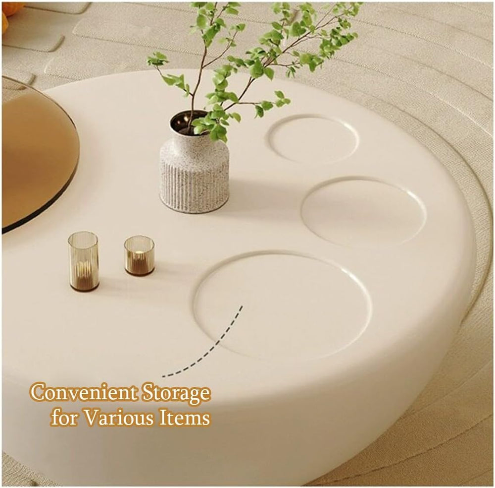 Round Nesting Coffee Table Set, FRP Gloss Lacquer Living Room Center Table | ...