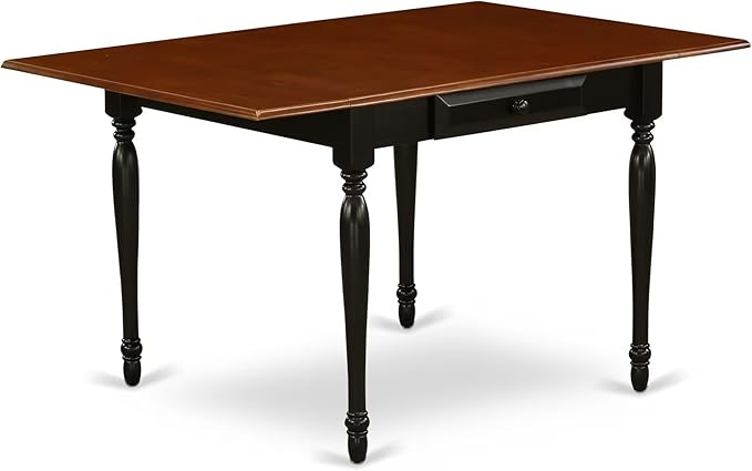 East West Furniture MZAV5-BCH-W 5 Piece Dinette Set for 4 Includes a Rectangle Dining Room Table with Dropleaf and 4 Dining Chairs, 36x54 Inch, Black & Cherry