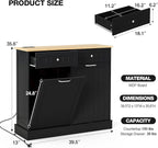 GAZHOME 20 Gallon Double Tilt Out Wooden Trash Cabinet with Charging Station, Upgrade Free Standing Recycling Cabinet with Outlet,Black
