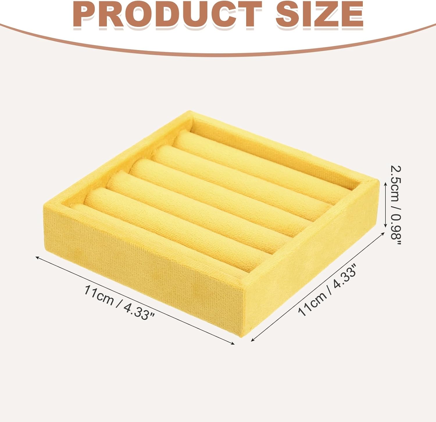 uxcell Stackable Jewelry Storage Tray, Jewelry Tray Drawer Organizer, Small Display Box for Earrings, Necklaces, Rings and Bracelets, Yellow