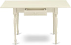 East West Furniture MZKE3-LWH-W 3 Piece Kitchen Table & Chairs Set Contains a Rectangle Dining Table with Dropleaf and 2 Dining Room Chairs, 36x54 Inch, Linen White