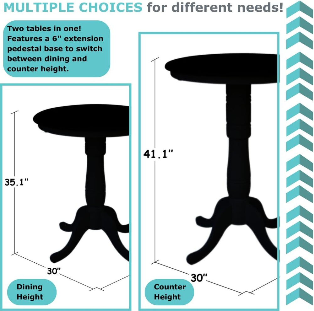 International Concepts 30" Round Top Pedestal Table - 40.9" in Black