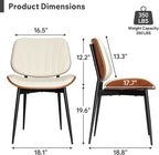 Dining Chairs Set of 6, Mid Century Modern Dining Room Chair, Upholstered Faux Leather Kitchen Chairs with Walnut Bentwood Back and Metal Legs for Kitchen Dining Room Living Room, Beige