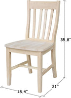 Set of Two Cafe Dining Chairs, Unfinished