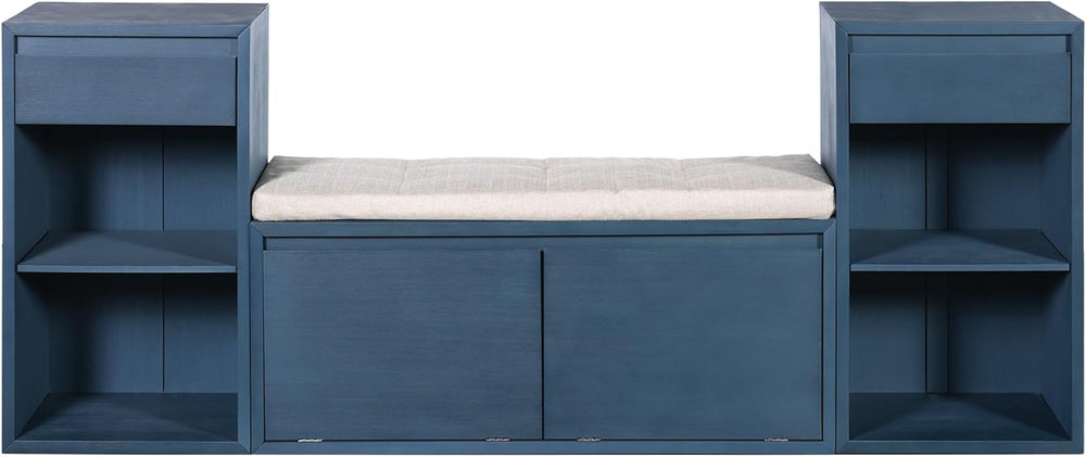 All in One Entryway Shoe Storage Bench with Cushion, Compartments, Drawers, O...