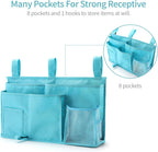 Bseash Bunk Bed Organizer, Bedside Caddy Hanging Bed Organizer Storage Bag 8 Pockets, for College Dorm Rooms Bed, Hospital Bed, Baby Bed Rails, 600D Oxford Cloth (Light Blue)