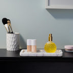 Cork & Mill Marble Tray for Bathroom Countertop, Kitchen Counter, or Catchall - 8 3/4" x 5" Small Rectangular Vanity Tray for Skincare or Perfume - Handcrafted Natural White Marble Stone Organizer