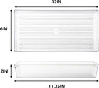 4 Pack 12"x 6" Large Size Clear Plastic Desk Drawer Organizer Tray Bathroom Office Kitchen Utensils Silverware Gadgets Dividers Desk Drawer Storage Bins Container for Dresser Cosmetic Makeup