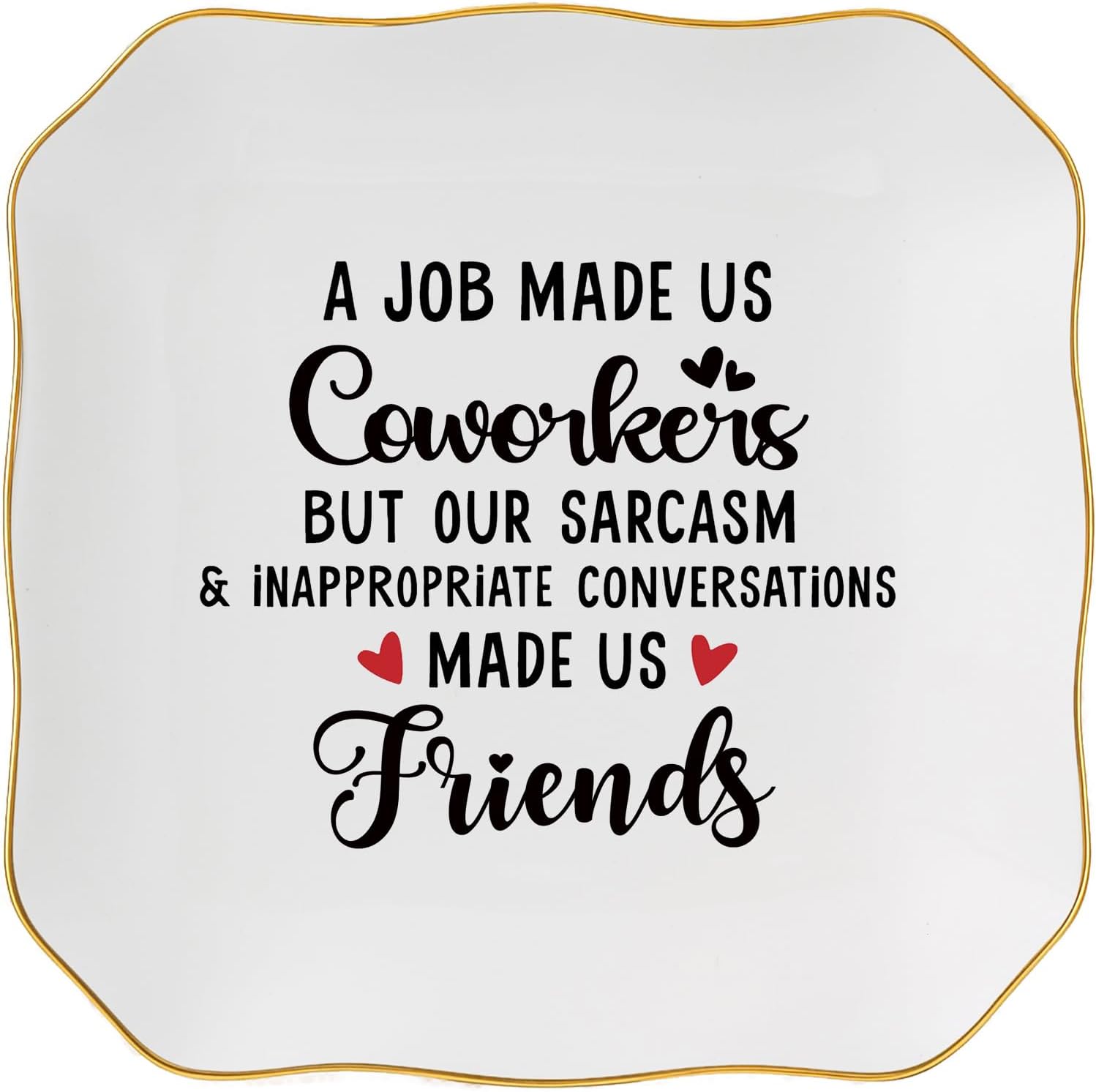 Coworker Gifts for Women Jewelry Dish Tray - Co worker New Job Going Away Farewell Gifts for Coworkers Women Birthday Christmas Retirement Thank You Gift - A Job Made Us Coworkers&Friends