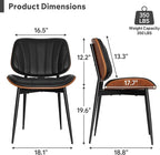 Dining Chair, Mid Century Modern Dining Room Chairs, Upholstered Faux Leather Kitchen Chairs with Walnut Bentwood Back and Metal Legs for Kitchen Dining Room Living Room, Black