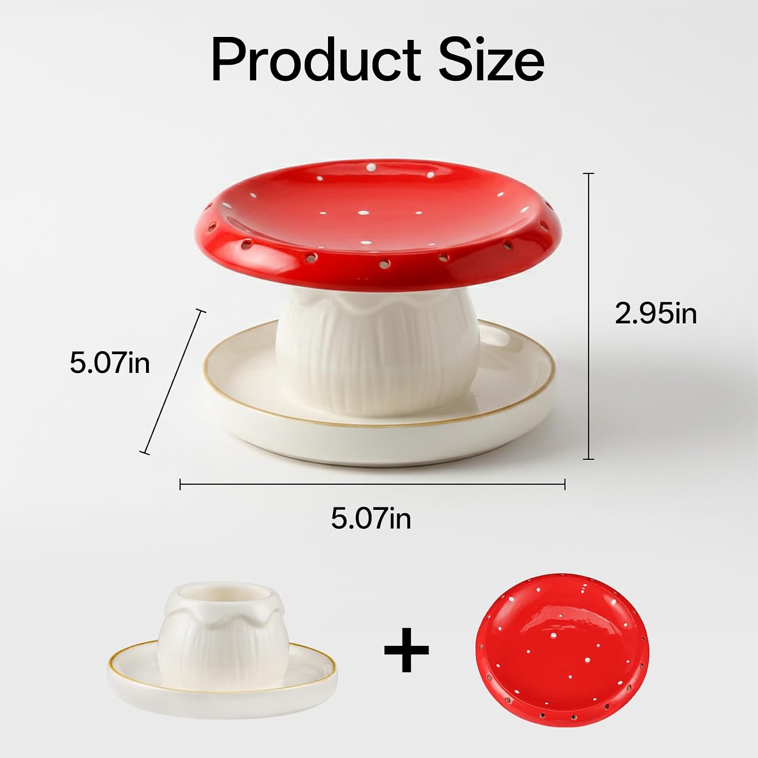 Mushroom Jewelry Ring Holder for Women, Handmade Ceramic Decorative Jewelry Tray Trinket Dish for Rings Earrings Necklace, Engagement Birthday Mushrooms Gifts for Women Mom, Cottagecore Decor