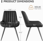 Modern Dining Chairs Set of 2,Upholstered Dining Room Chairs with Thick Cushions,Fabric Comfy Dining Chairs with Metal Legs for Dining Room Black